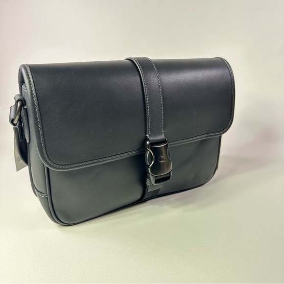 NEW! Men’s Coach League Black Glovetanned Leather Messenger Bag - Picture 8 of 14